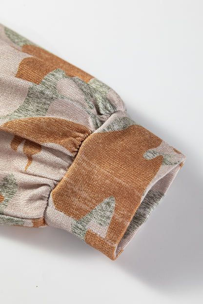 Retro Camo Drop Shoulder Oversized Sweatshirt for Women