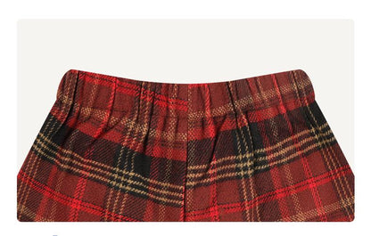 Kids Red Plaid Pleated Skort for School and Everyday Wear