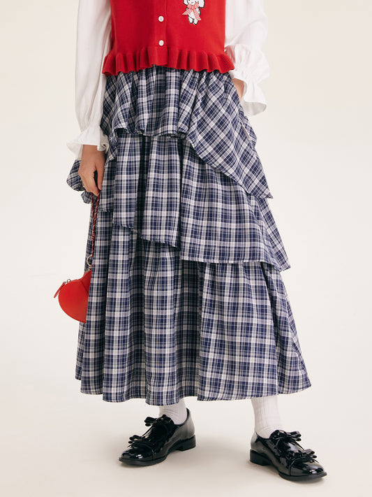 Girls' Plaid Ruffle Skirt - Trendy Casual Style for Kids