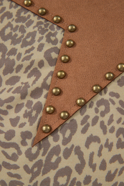 Leopard Star Patch Studded Oversized Western Graphic Tee