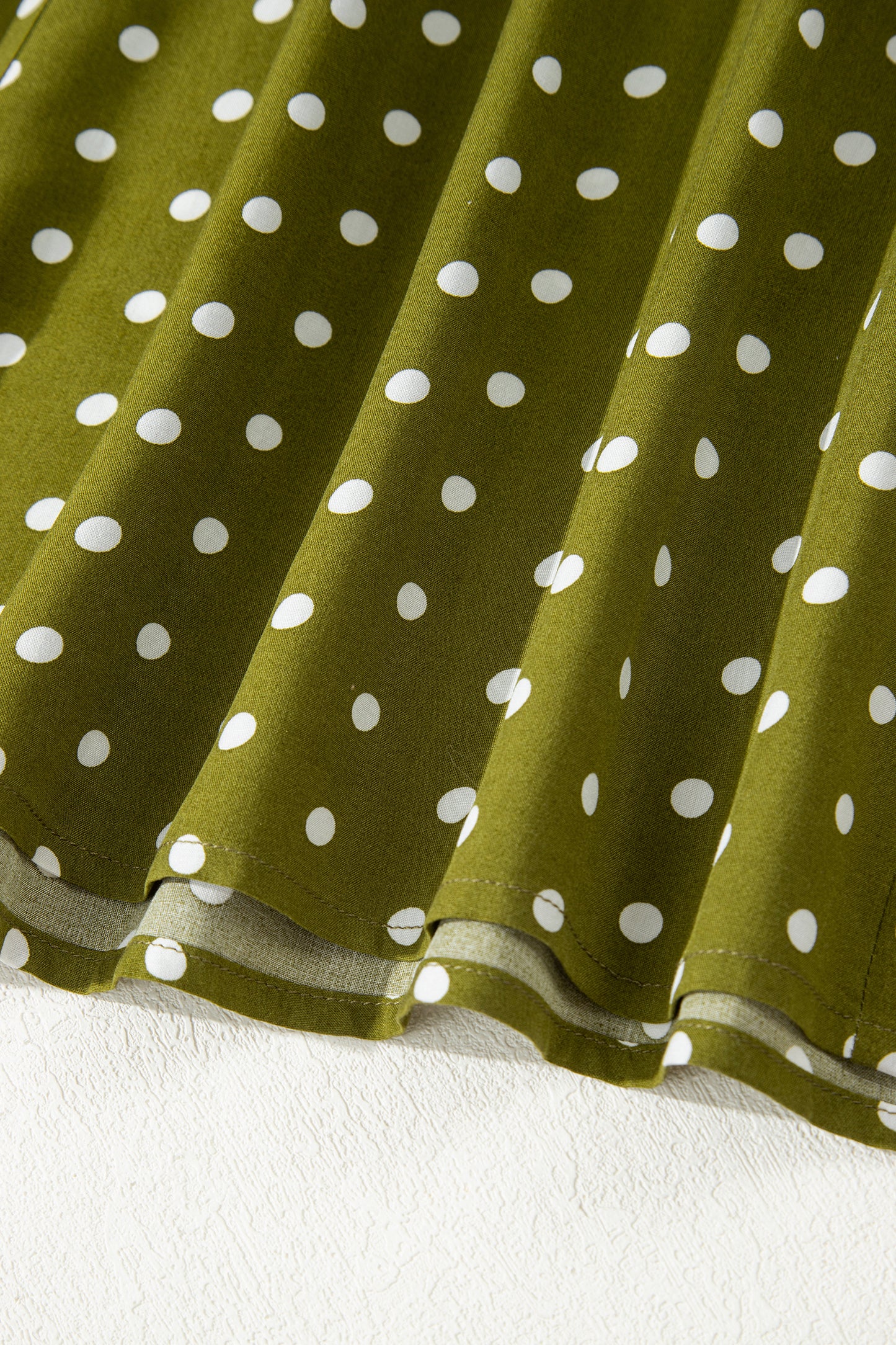 Green Polka Dot Lace Trim Smocked Maxi Dress