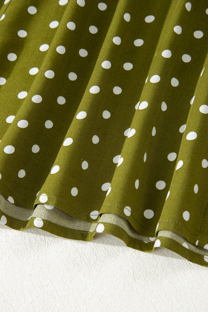 Green Polka Dot Lace Trim Smocked Maxi Dress