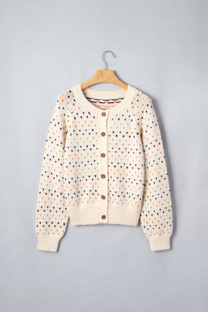 Speckled Knit Button Front Cardigan