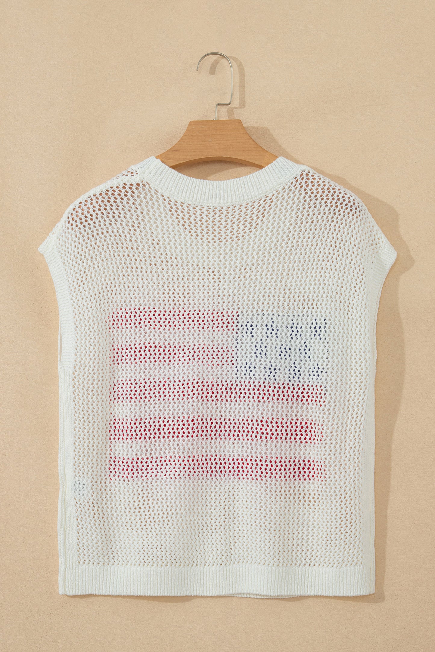 American Flag Knit Sweater Vest Patriotic Summer Top