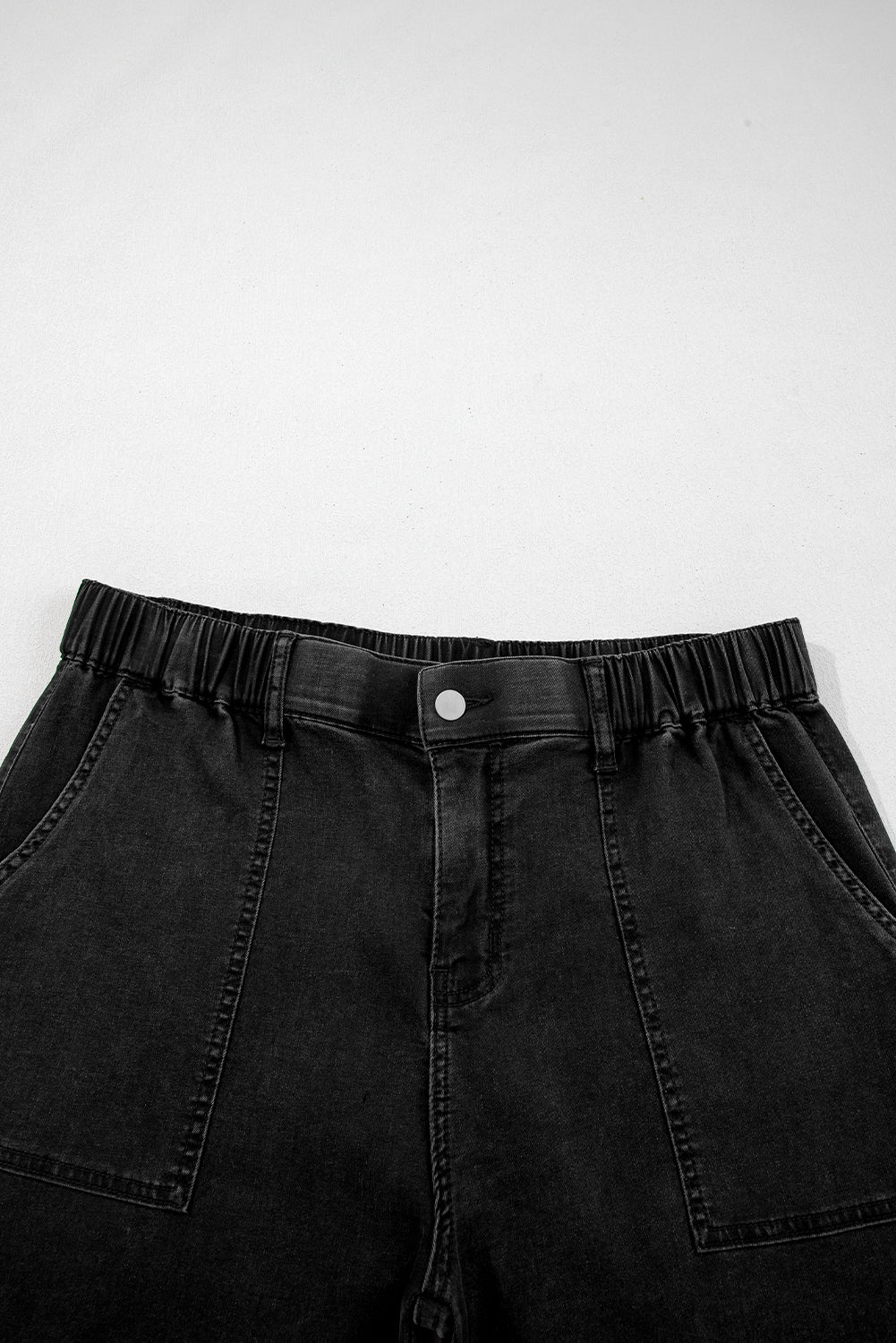 Sail Blue Plus Size Elastic Waist Ruffle Hem Jeans