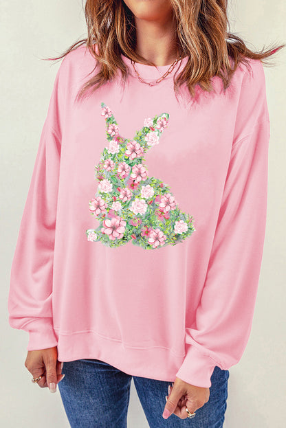 Spring Floral Bunny Easter Crewneck Sweatshirt