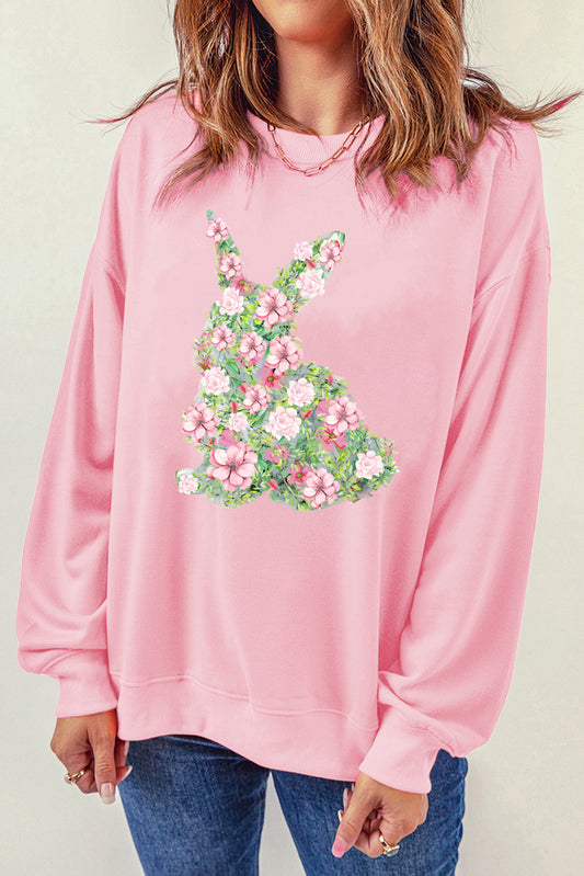 Spring Floral Bunny Easter Crewneck Sweatshirt