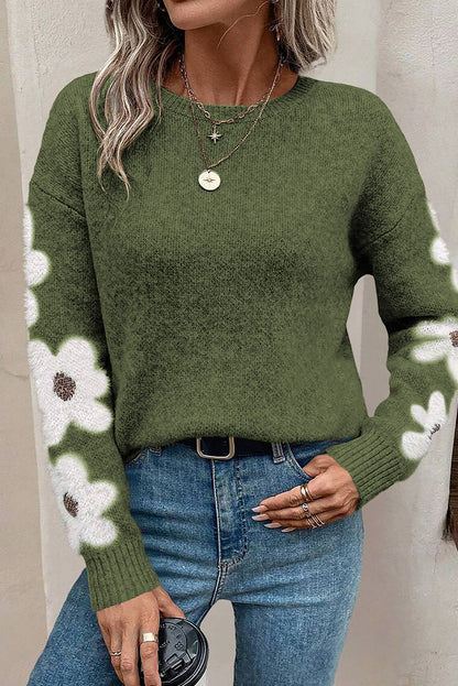 Jet Stream Flower Sleeve Drop Shoulder Sweater