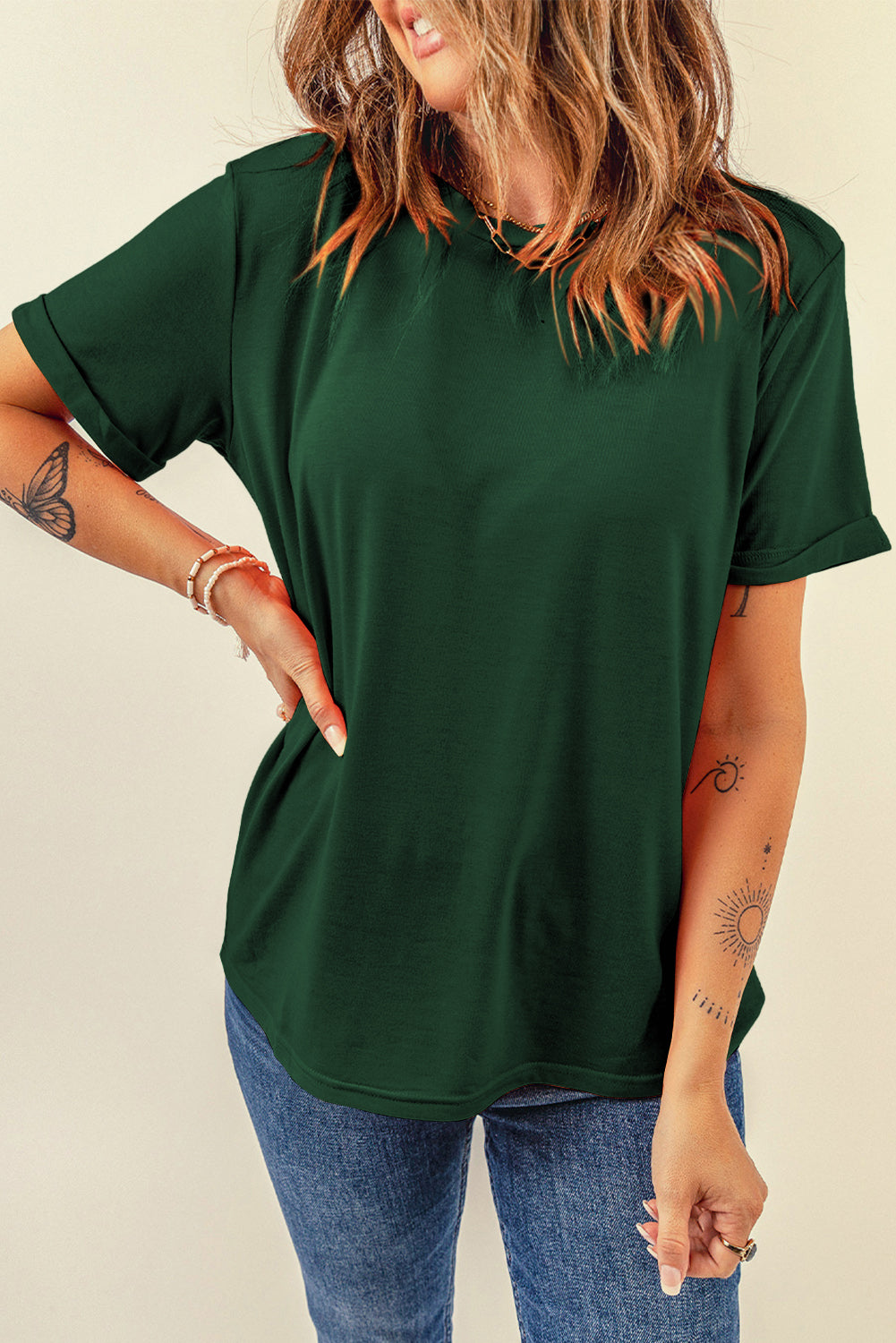 White Casual Crew Neck Short Sleeve Basic Tee