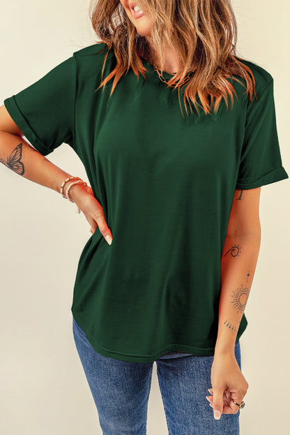 White Casual Crew Neck Short Sleeve Basic Tee
