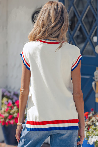 USA Graphic Knit Top Patriotic Flag Day Sweater