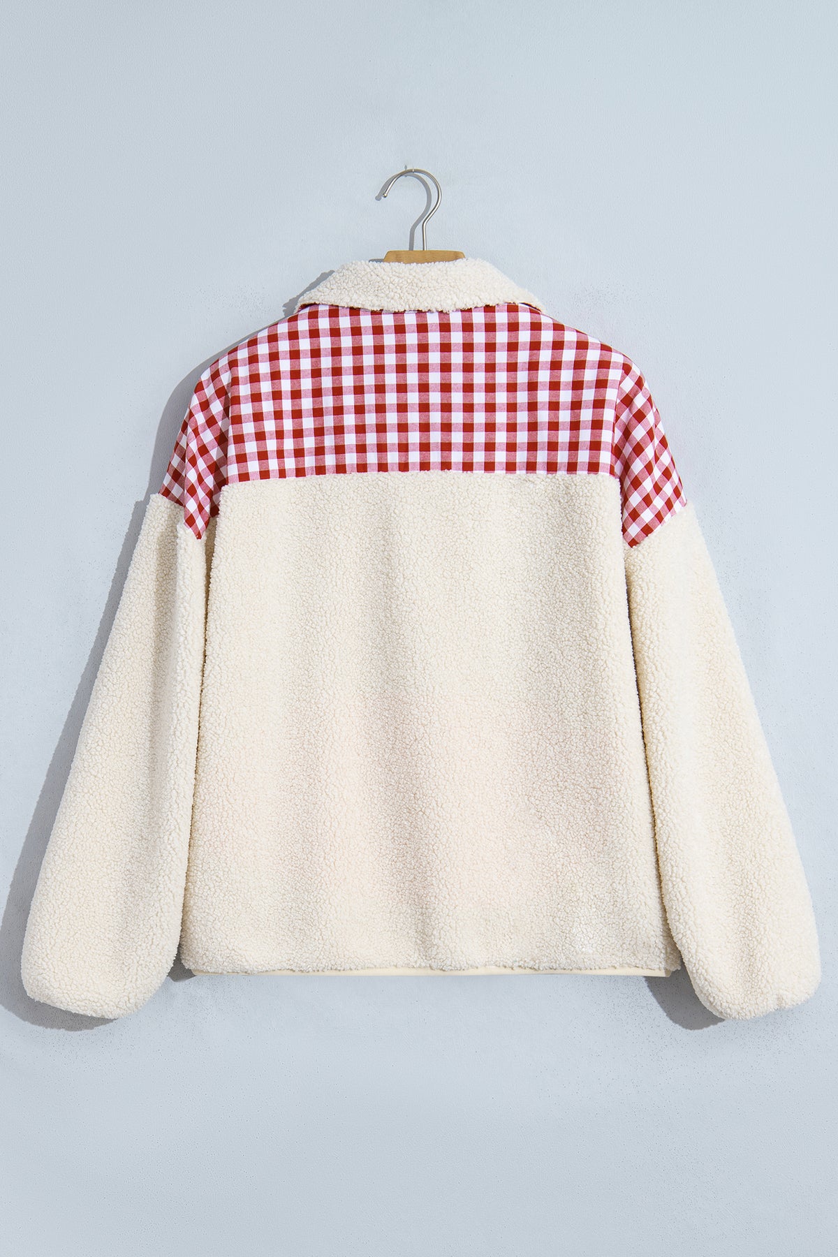 White Plush Plaid Patchwork Merry Christmas Baggy Sweatshirt