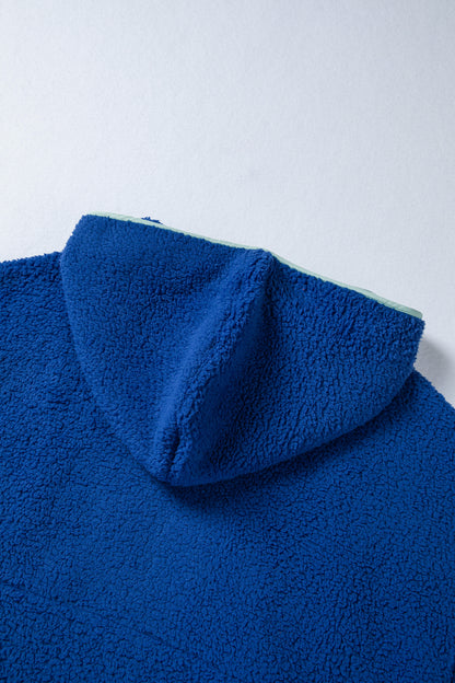 Cozy Sherpa Half Zip Pullover Hoodie with Contrast Trim
