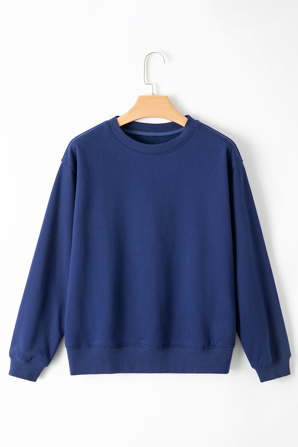 Solid Fleece Lined Drop Shoulder Terry Sweatshirt