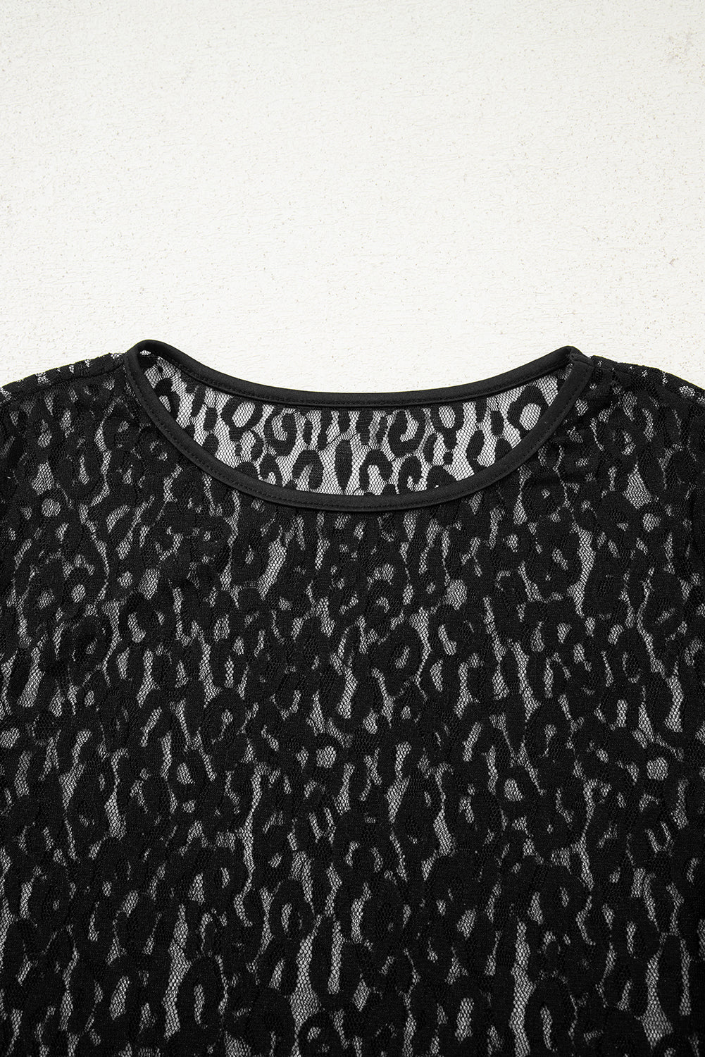 Leopard Mesh Long Sleeve Top Sheer Sexy Shirt Women
