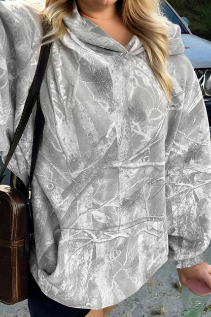 Gray Plus Size Camo Oversized Hoodie Sweatshirt