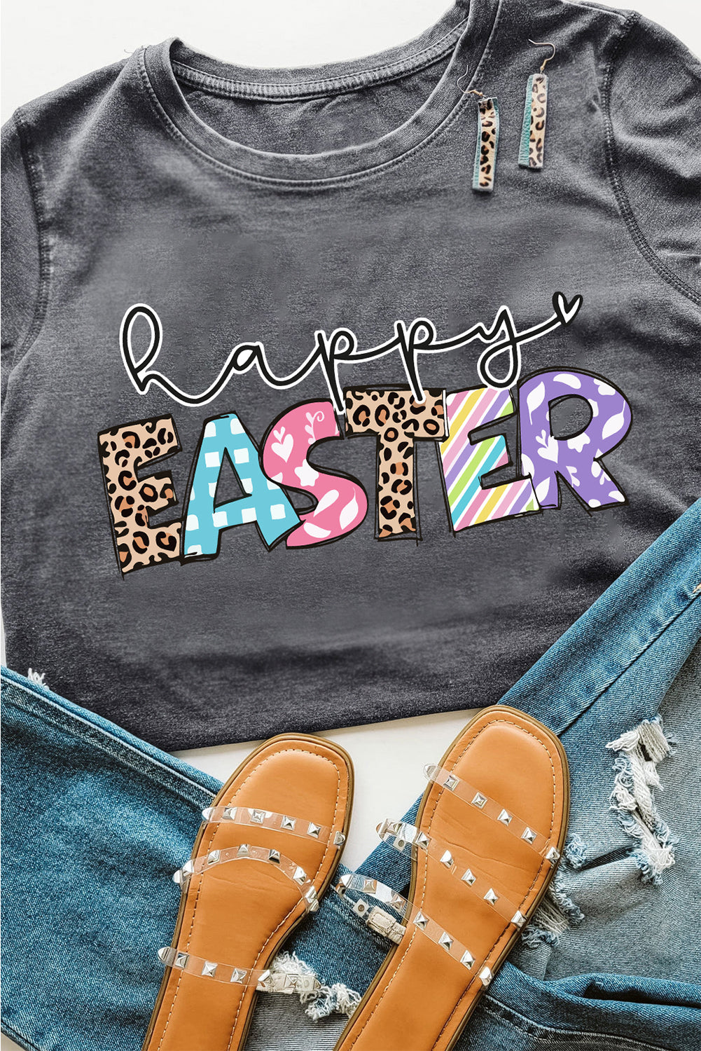 Happy EASTER Graphic Casual Crewneck Spring T Shirt