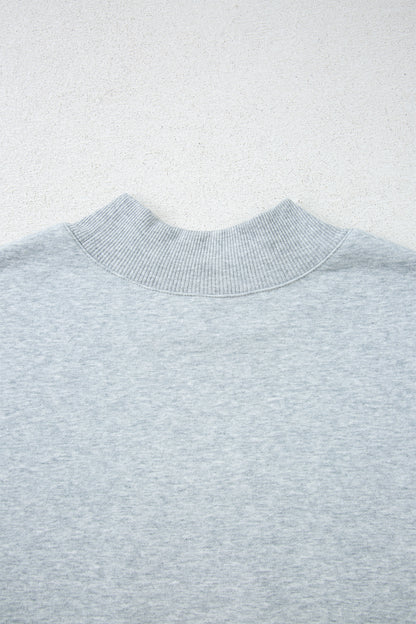 Oversized Mock Neck Sweatshirt Drop Shoulder Pullover