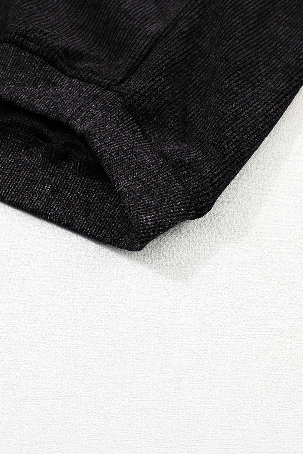 Black Ribbed Knit Crew Neck Oversized Sweatshirt