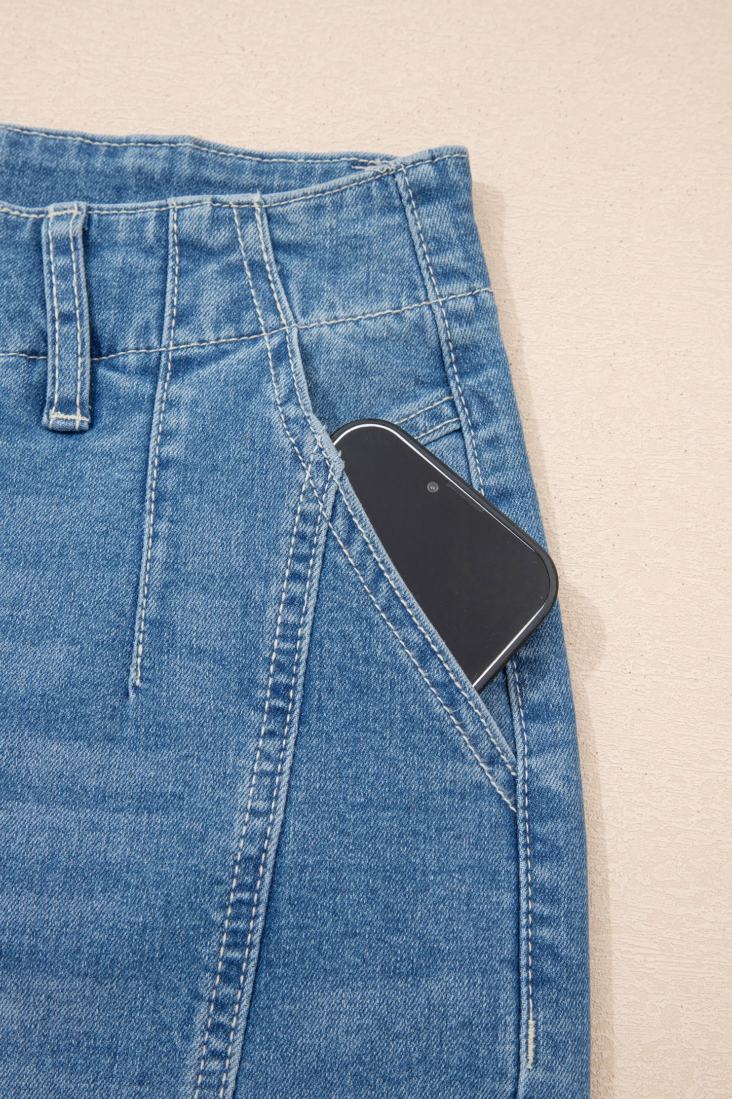 High Rise Seamed Cuffed Barrel Leg Jeans
