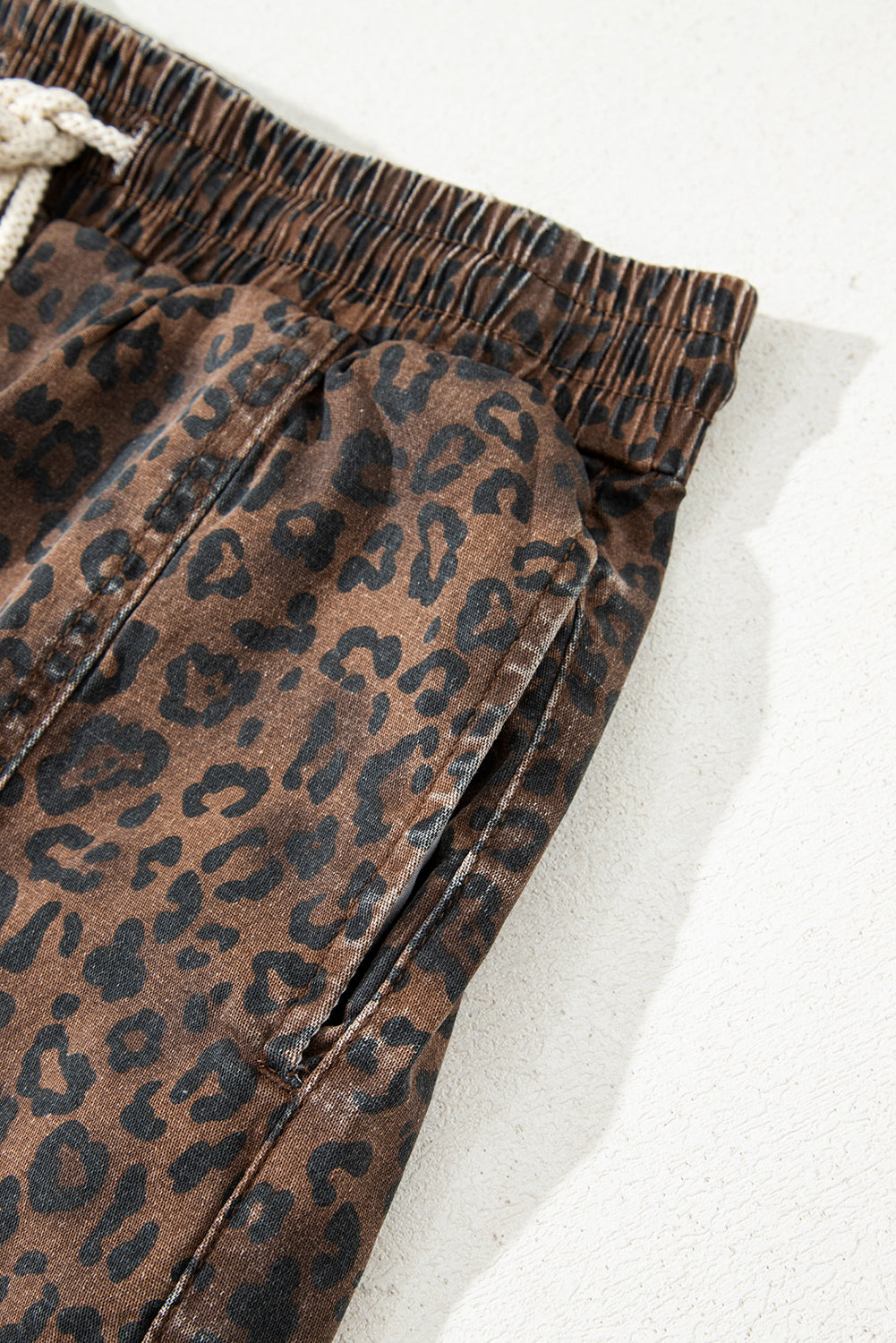 Leopard Print Drawstring Skort Casual High Waist Mini
