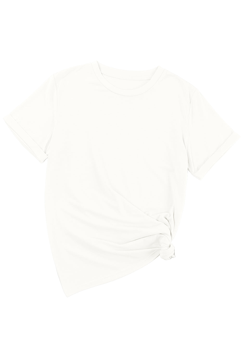 White Casual Crew Neck Short Sleeve Basic Tee