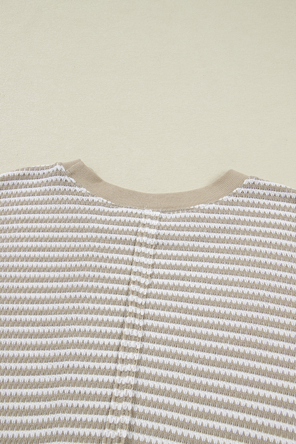 Plus Size Brown Stripe Knit Long Sleeve Ribbed Top