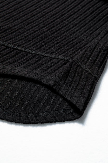 Ribbed Long Sleeve Round Neck Casual Knit Top