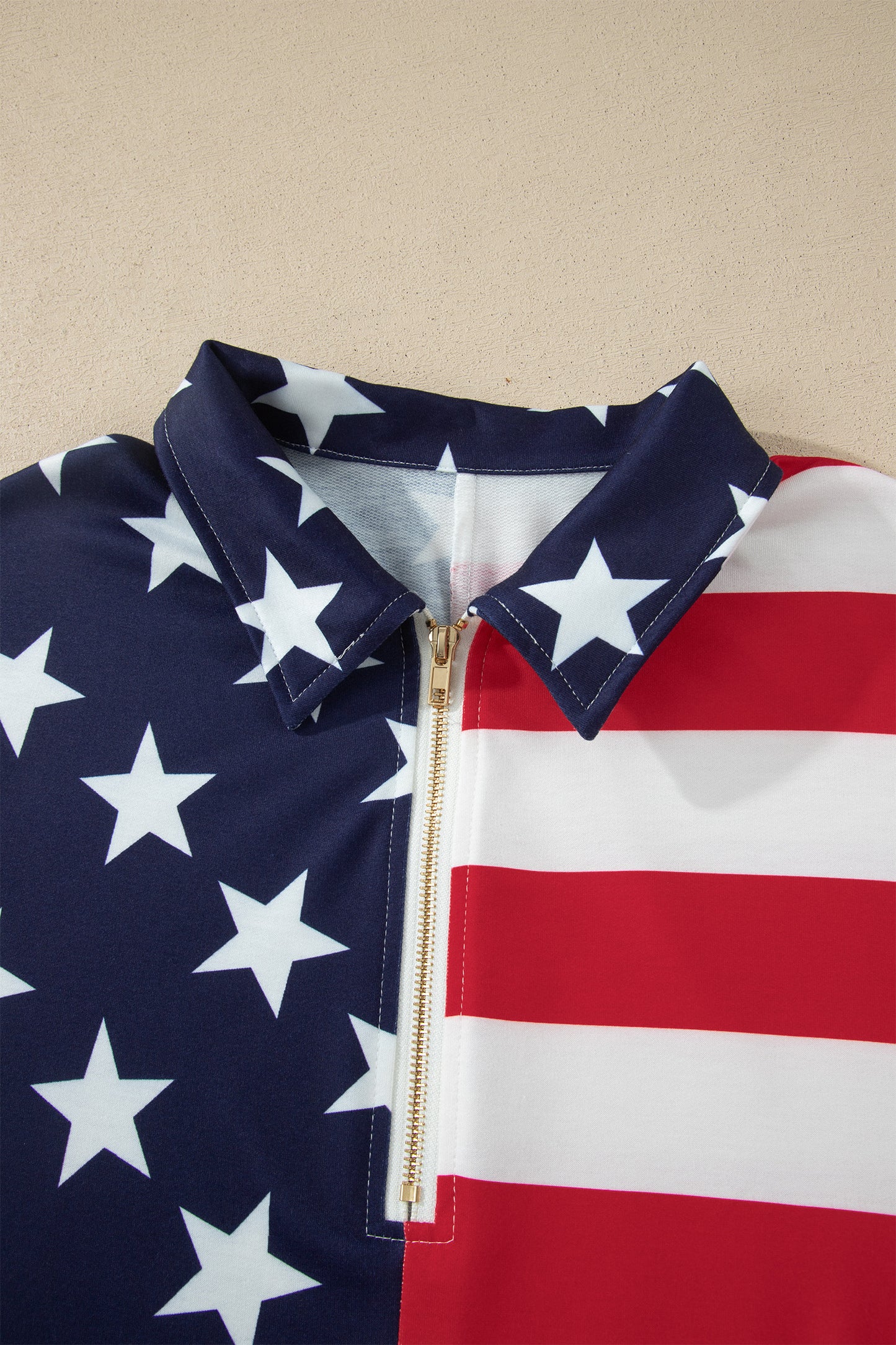 4th of July American Flag Oversized Quarter Zip Sweatshirt
