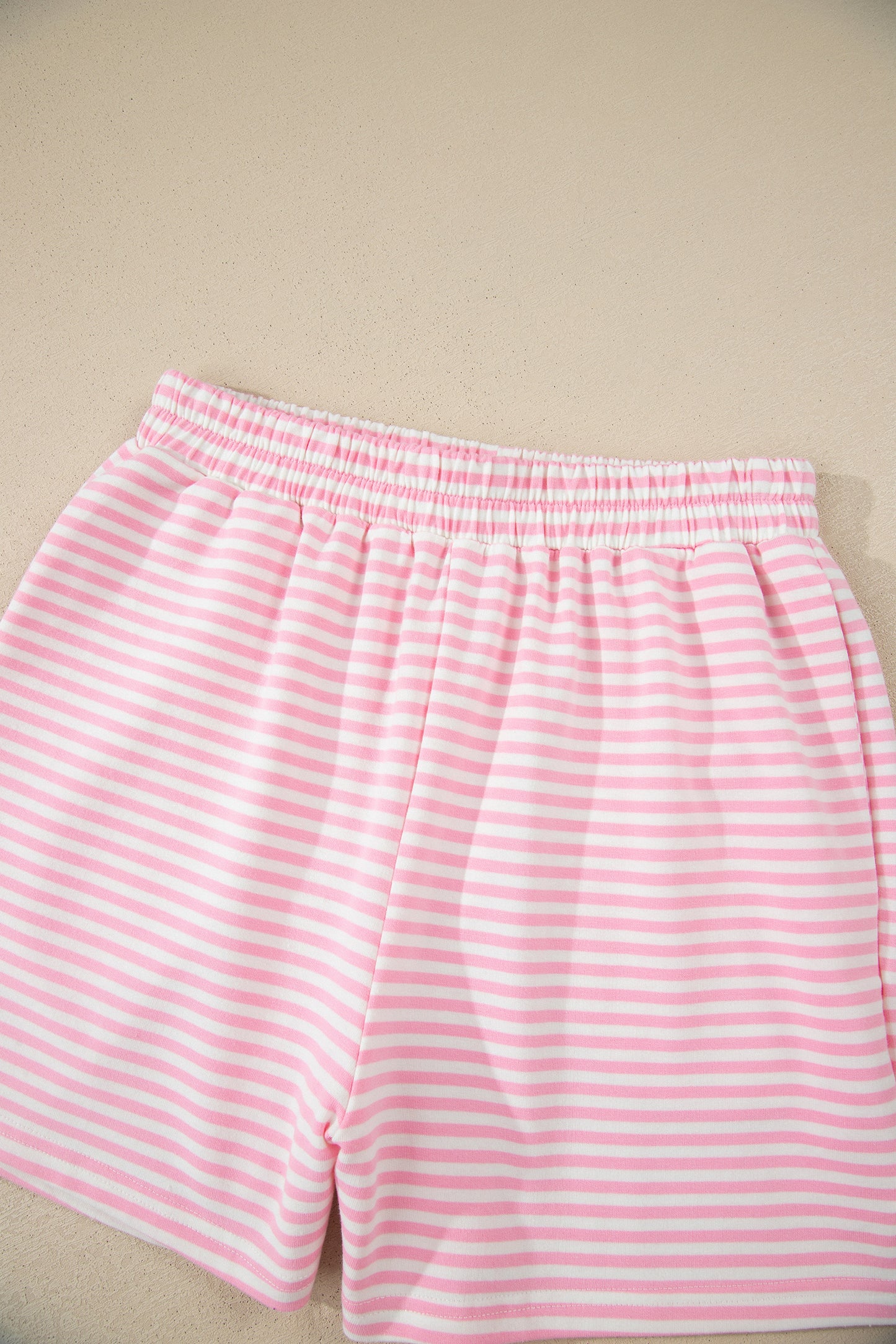 Pink Stripe Oversized Mock Neck Sweatshirt Shorts Set