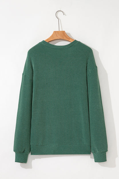 Corduroy MERRY Letter Christmas Pullover Sweatshirt