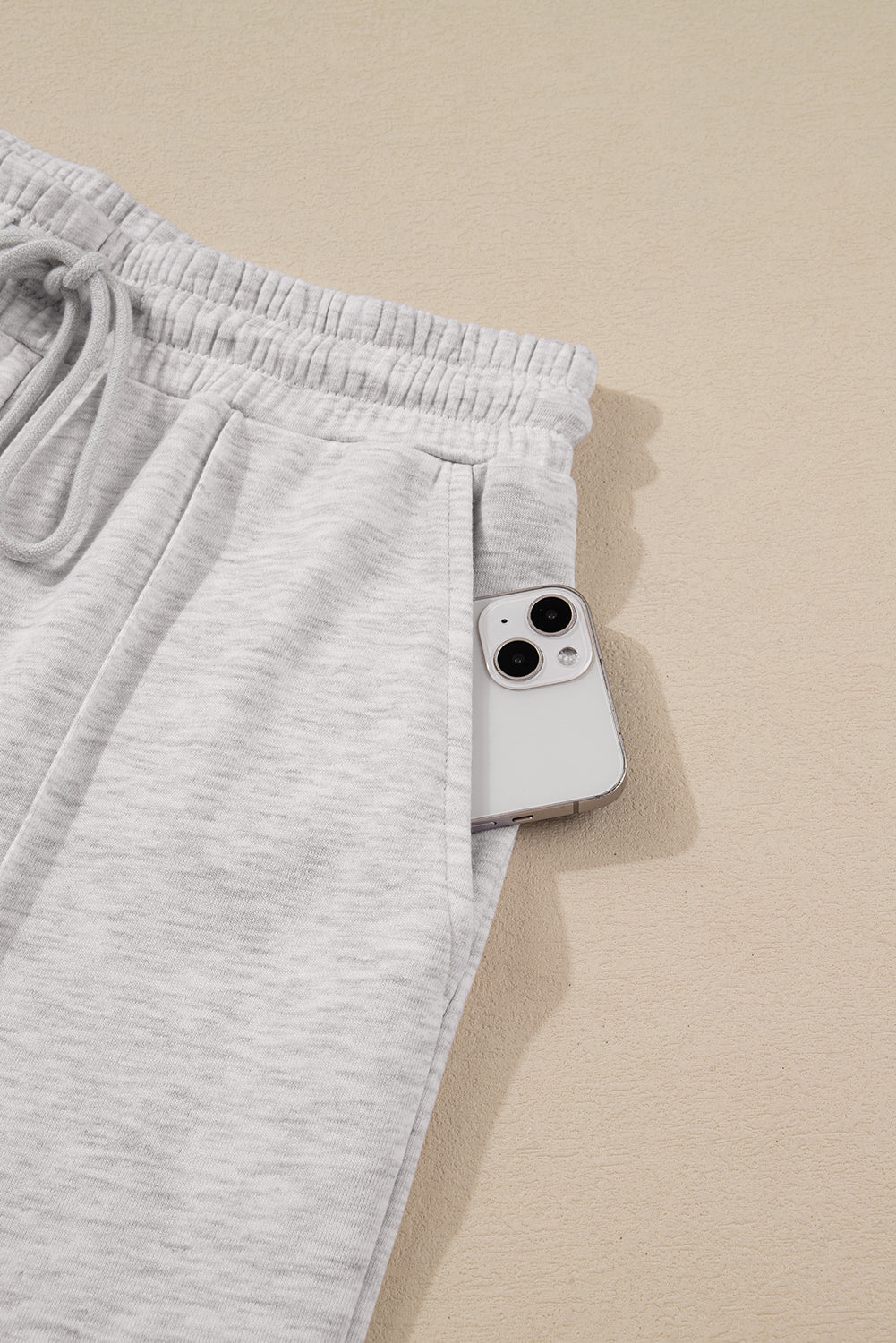 Light Grey Polo Collar Pullover & Drawstring Sweatpants Set