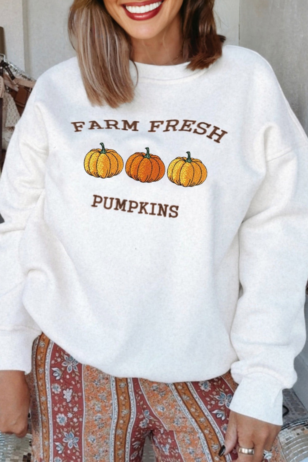 Farm Fresh Pumpkins Graphic Fall Thanksgiving Sweatshirt