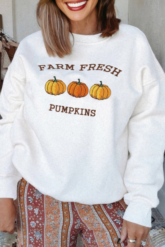 Farm Fresh Pumpkins Graphic Fall Thanksgiving Sweatshirt