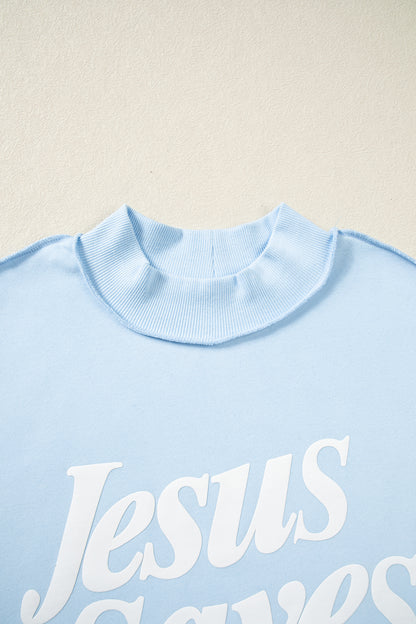 Jesus Saves Christian Mock Neck Oversized Sweatshirt