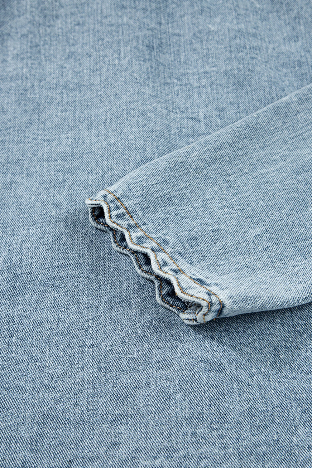 Scallop Trim Denim Jacket with Patched Pockets