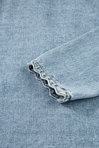 Scallop Trim Denim Jacket with Patched Pockets