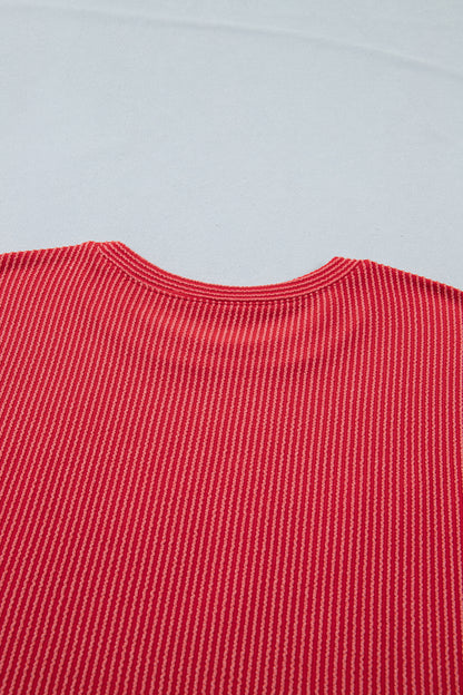 USA Ribbed Graphic Tee Loose Fit Flag Day July 4th