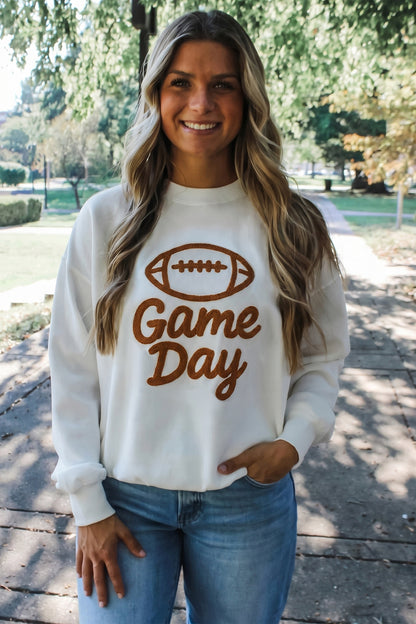 Game Day Football Embroidered Crewneck Sweatshirt