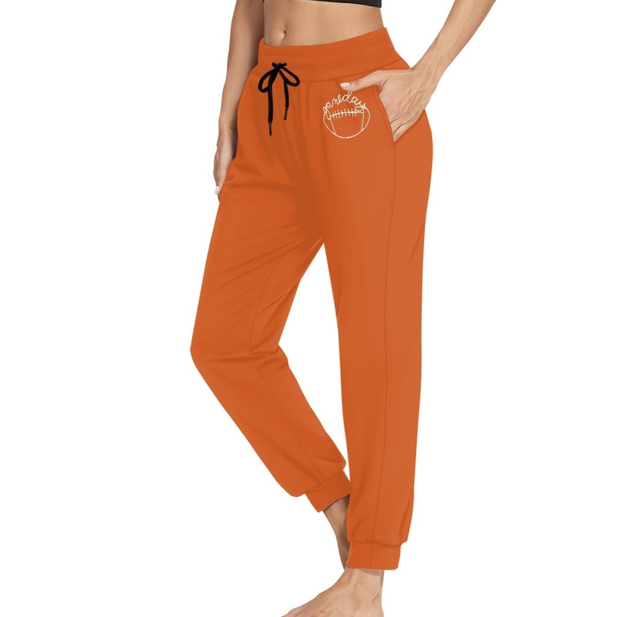 Orange Bottom Line Rugby Casual Joggers Athletic Yoga Pants