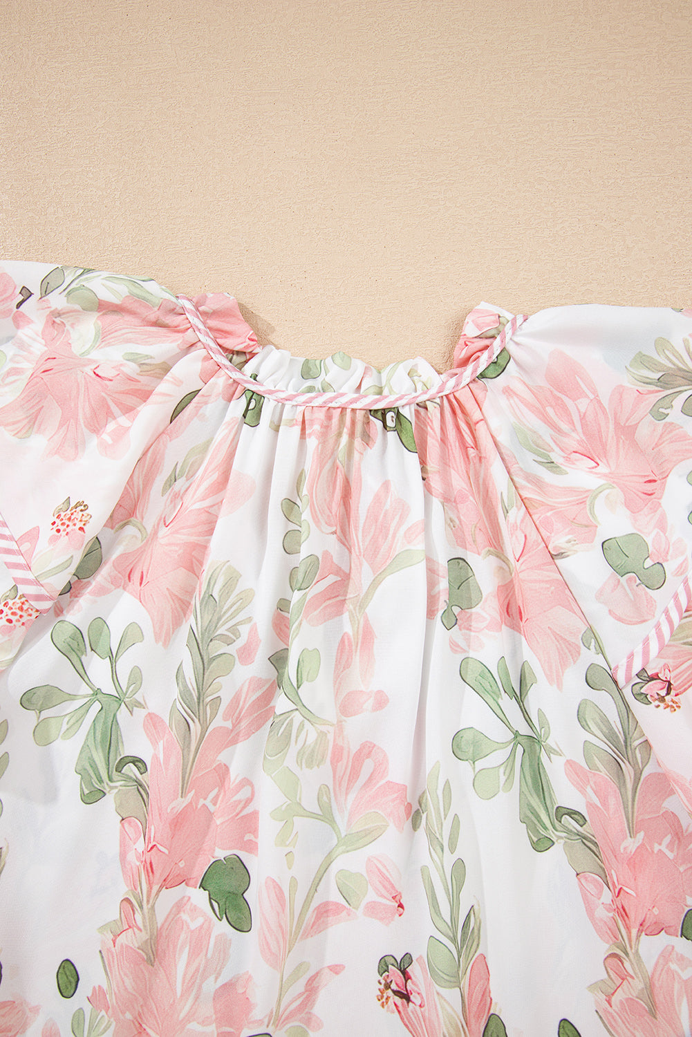 Floral Ruffle Sleeve Blouse V Neck Summer Boho Top