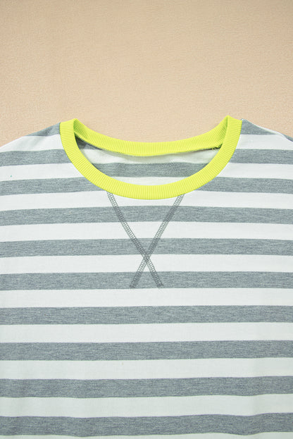 Women's Stripe Long Sleeve Top and Shorts Set