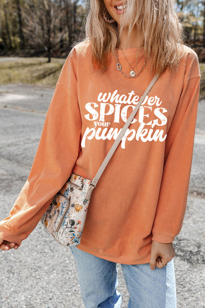 Thanksgiving Orange Spices Your Pumpkin Corded Sweatshirt