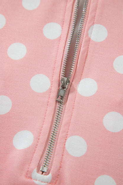 Khaki Polka Dot Hooded Long Sleeve Top Casual Mini Skort Set