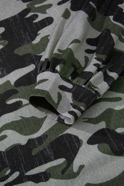 Retro Camo Drop Shoulder Oversized Sweatshirt for Women