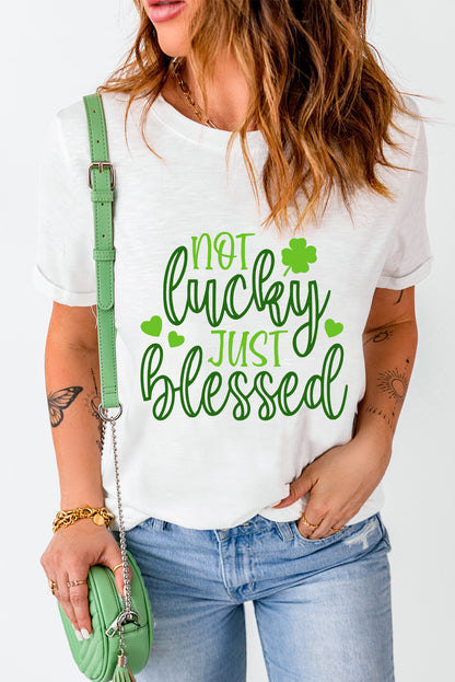 White Not Luck Just Blessed St Patrick Graphic Tee
