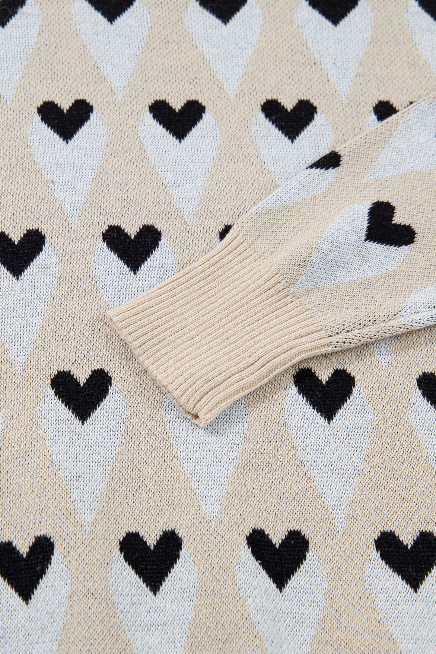 Valentine Heart Print Cozy Knit Loose Fit Sweater