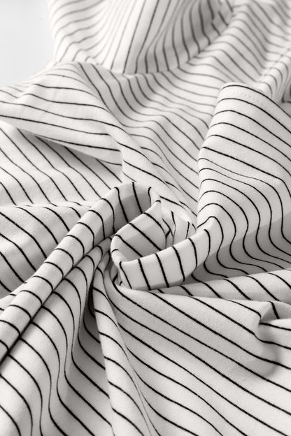 Striped Square Neck Long Sleeve Stretch Knit Top for Women