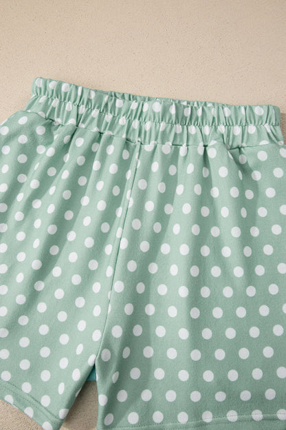 Polka Dot Lounge Short Set Casual Two Piece Outfit