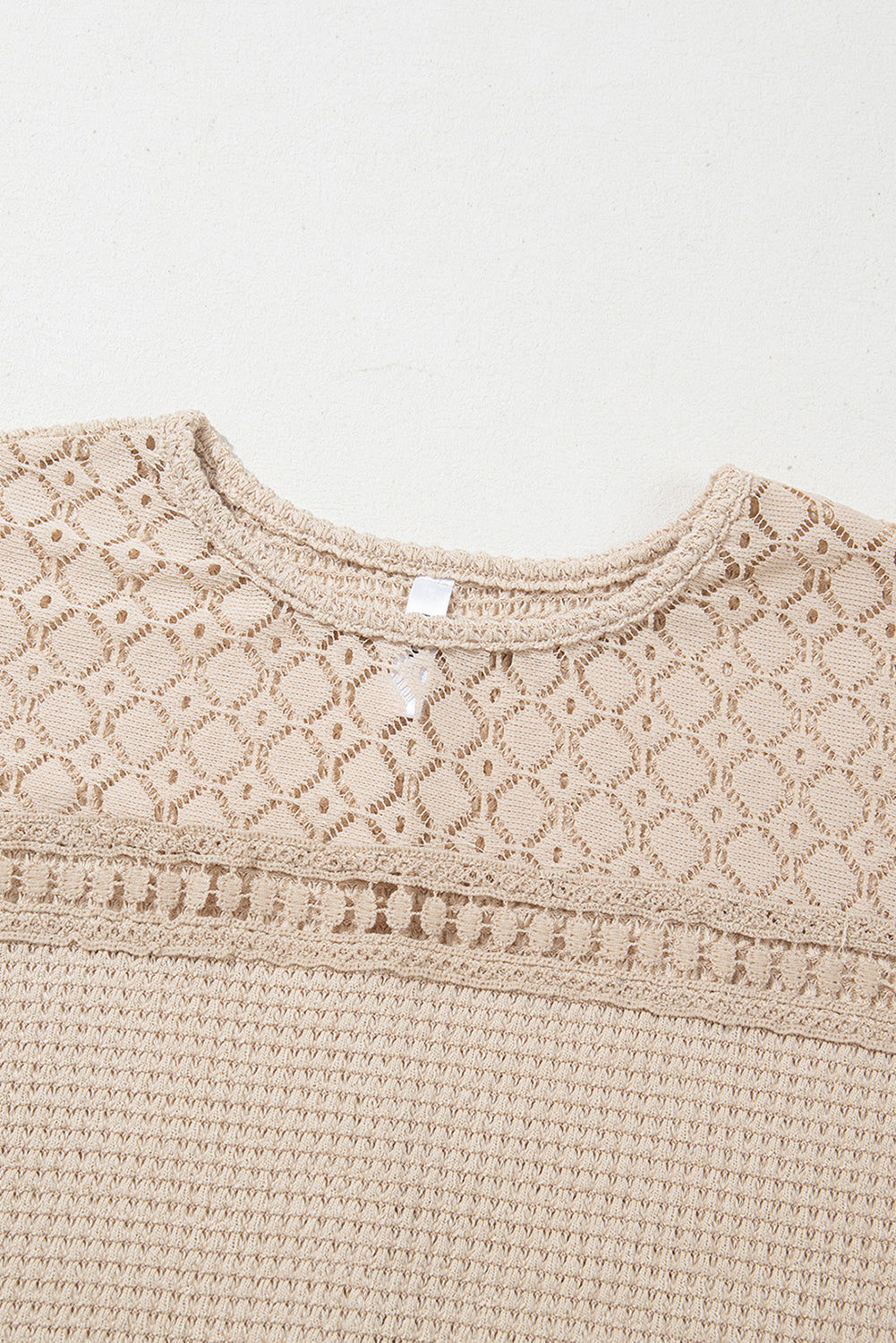 Mist Green Lace Patchwork Waffle Knit Summer Top